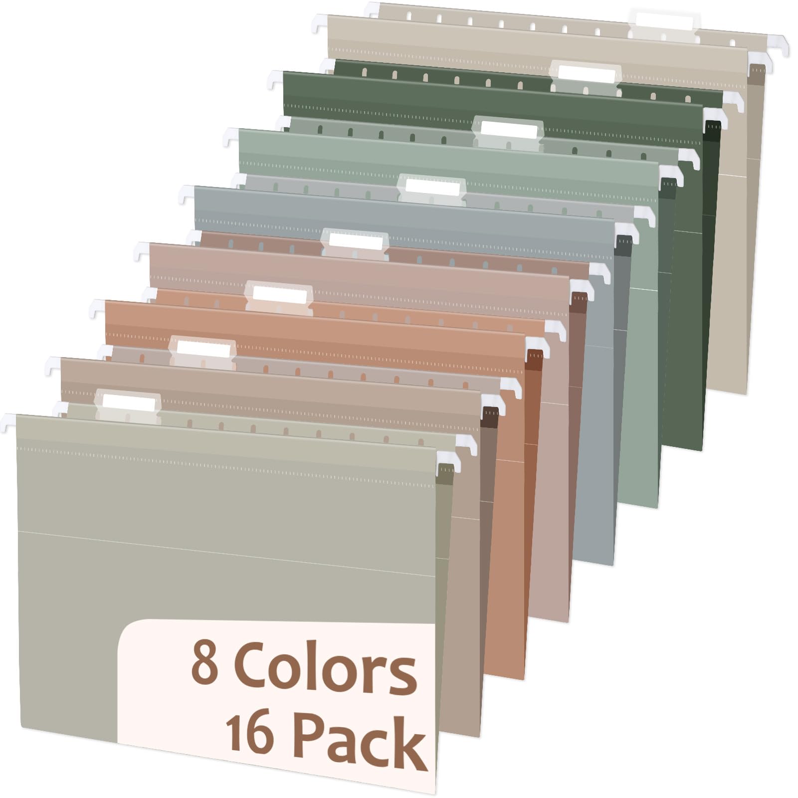 Photo 1 of gisgfim 16pack Poly Plastic Letter Size Hanging File Folders Extra Capacity Hanging File Folder with Tabs 13inch Filing Cabinet Organizer 0.5inch Expansion for Legal Law Office Files Document(Morandi)