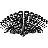 NeoLum 50Pcs Ear Stretching Kit 14G-00G: Acrylic Tapers Plugs Silicone Tunnels Hypoallergenic Gauges Expander Set Body Piercing Jewelry for Men Women