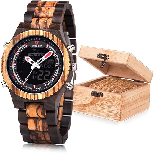 wooden digital watch
