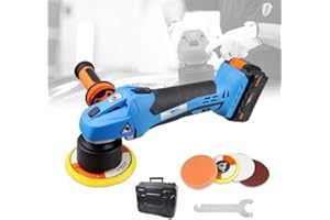 NEWONE 20V Cordless Round Orbital Polisher, Dual Action Buffer, 5-Inch, 6 Variable Speeds, Anti-vibration Handle, Car Sanding Polishing Waxing, 4.0Ah Battery and Fast Charger