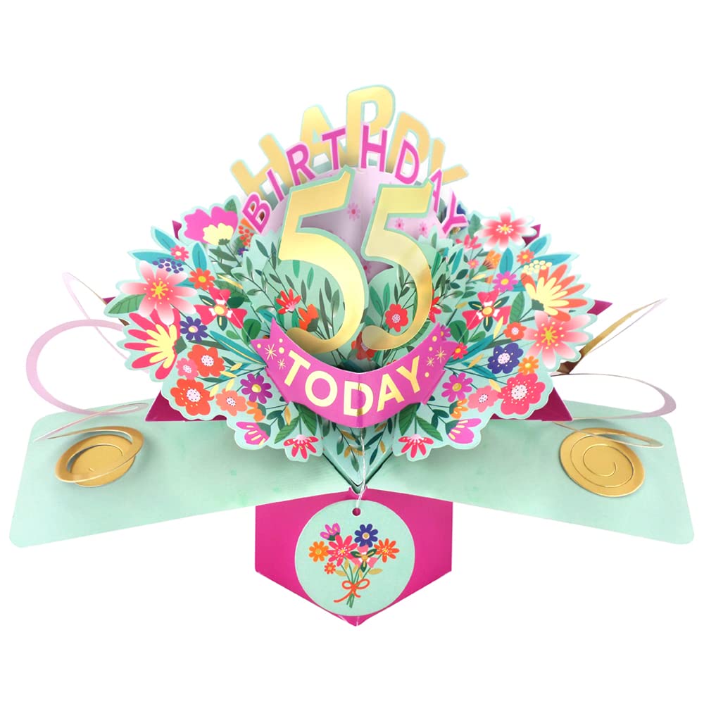 Happy 55th Birthday 55 Today Pop-Up Greeting Card Love Kate's Pop Up Cards Her POP215MC55