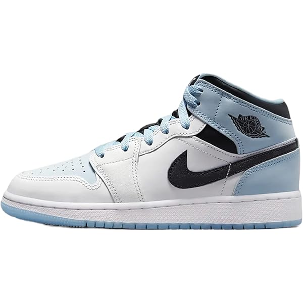 Amazon.com | Jordan Air 1 mid SE (GS), White/Ice Blue 5Y US