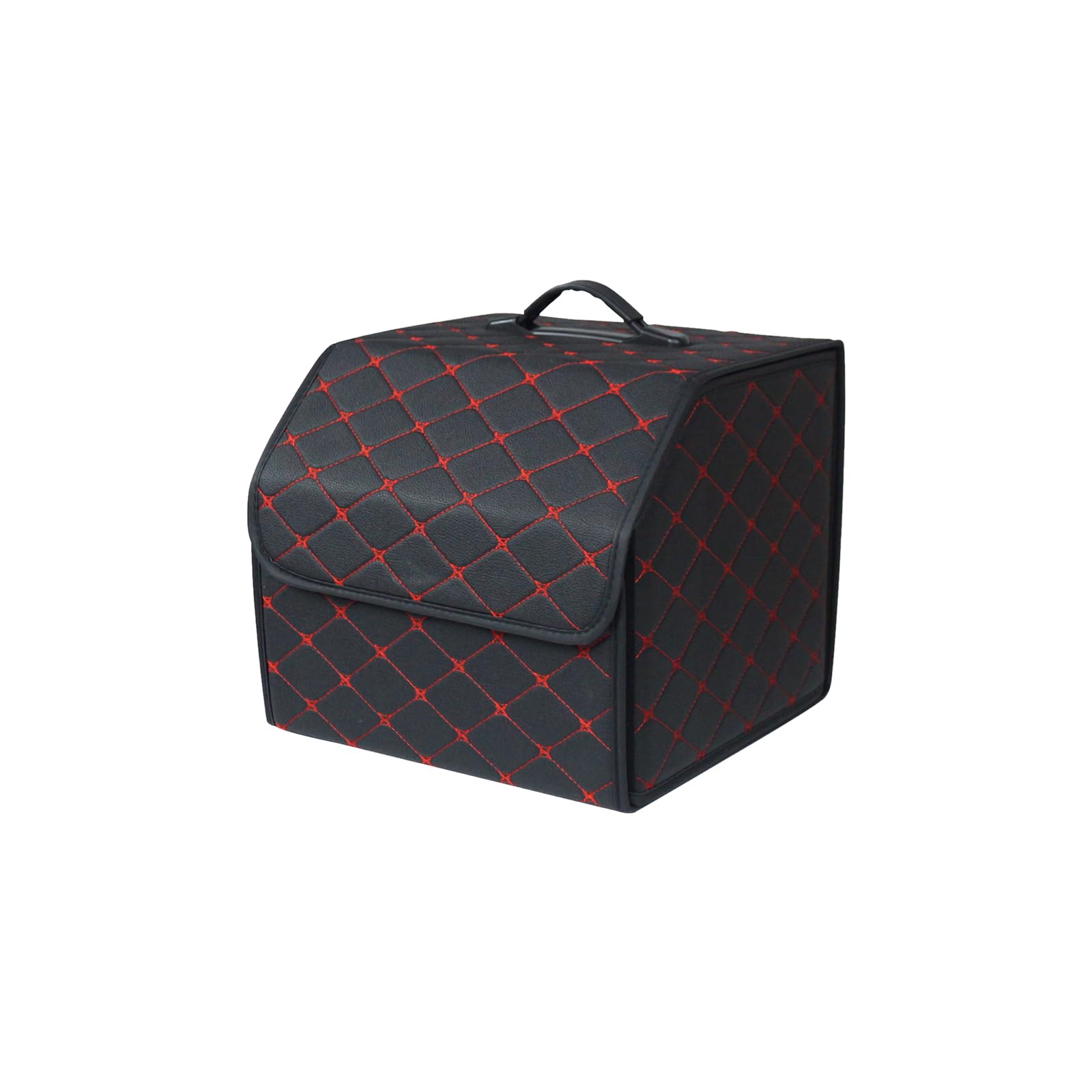 Ergocar Luxury Foldable Car Boot Tidy Storage Box Waterproof PU Car Boot Storage Organiser for SUV/Truck/Auto (Black Red-S)