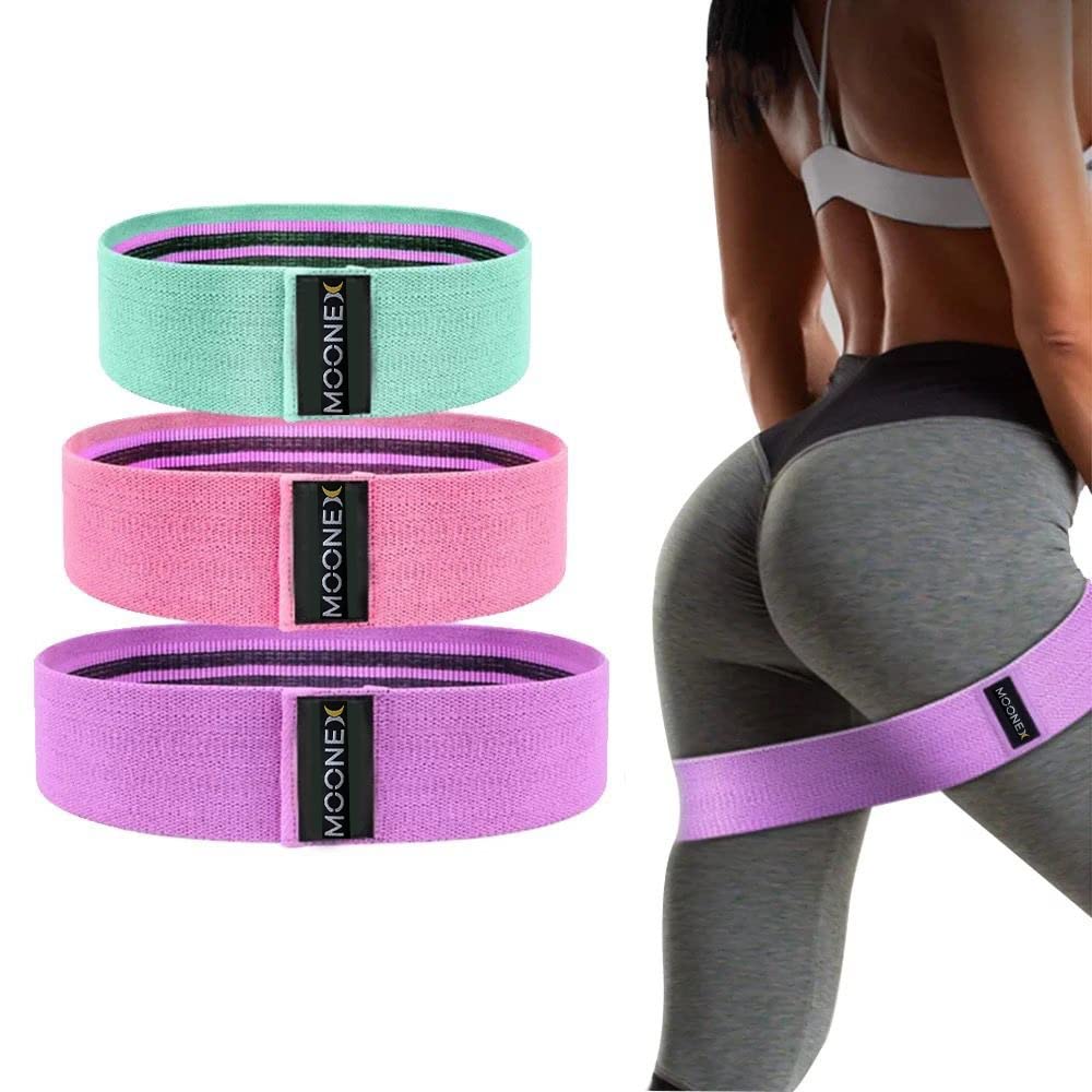 MOONEX Resistance Bands - Set of 3 - Booty Bands - for Yoga, Pilates, Weight lifting, Fitness and more