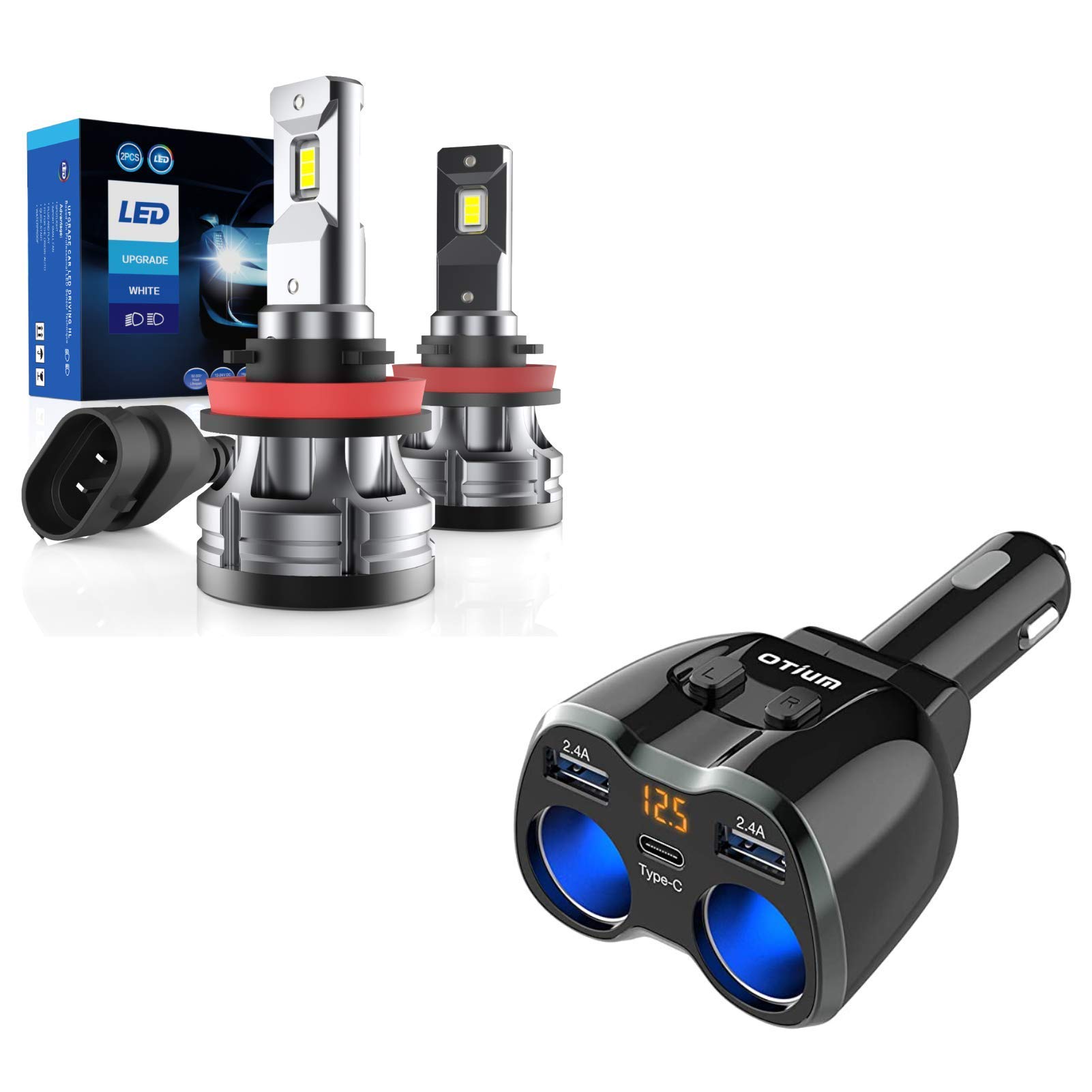 Otium Car Charger Socket Cigarette Lighter Splitter And H11