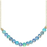 OdrillionGems 100% Natural AAA Ethiopian Opal Gemstones Dainty Bar Necklace, 14k Gold Plated - 925 Sterling Silver, Faceted Beads, Healing Crystals, Handmade, Wedding, Women Jewelry, Valentine Gifts