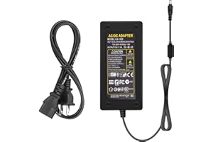 Lamomo 12V 5A Power Supply, LED Strip Adapter, 120V AC to DC Transformer with Output Jack for Neon Rope Light, Light Black (SADY)