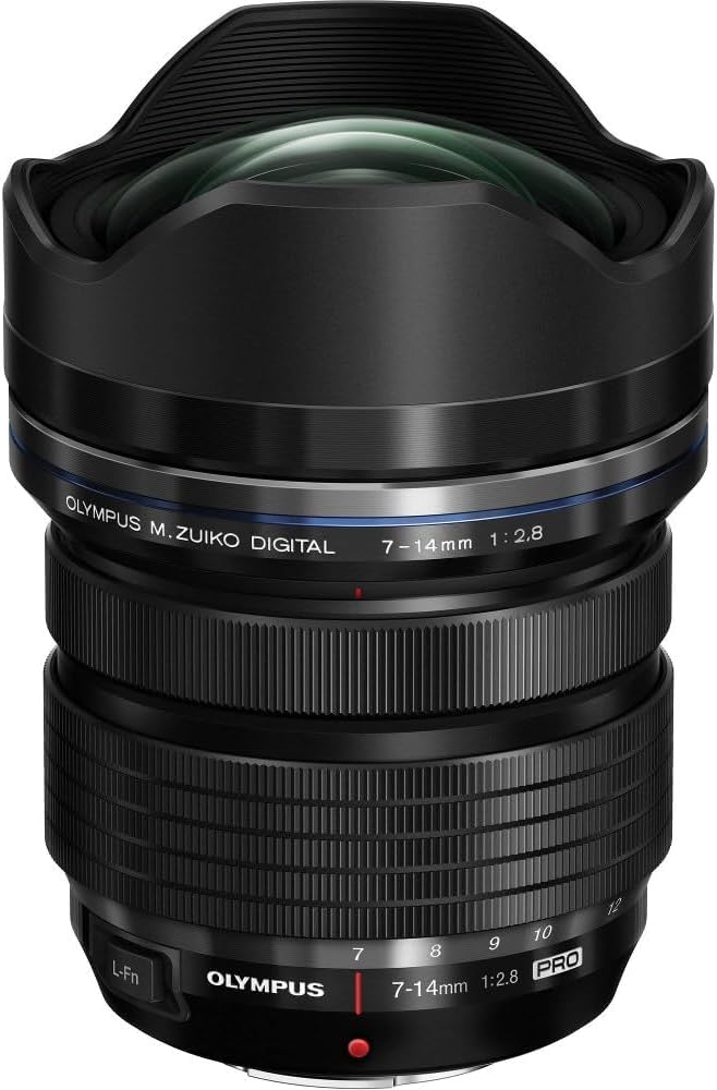 Olympus M.Zuiko Digital ED 7-14 mm F2.8 PRO Lens, Wide Angle Zoom, Suitable for All MFT Cameras (Olympus OM-D & PEN Models, Panasonic G Series), Black