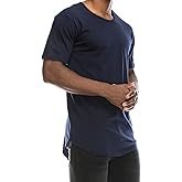 JC DISTRO Mens Hipster Hip Hop Elong Longline Crewneck T-Shirt