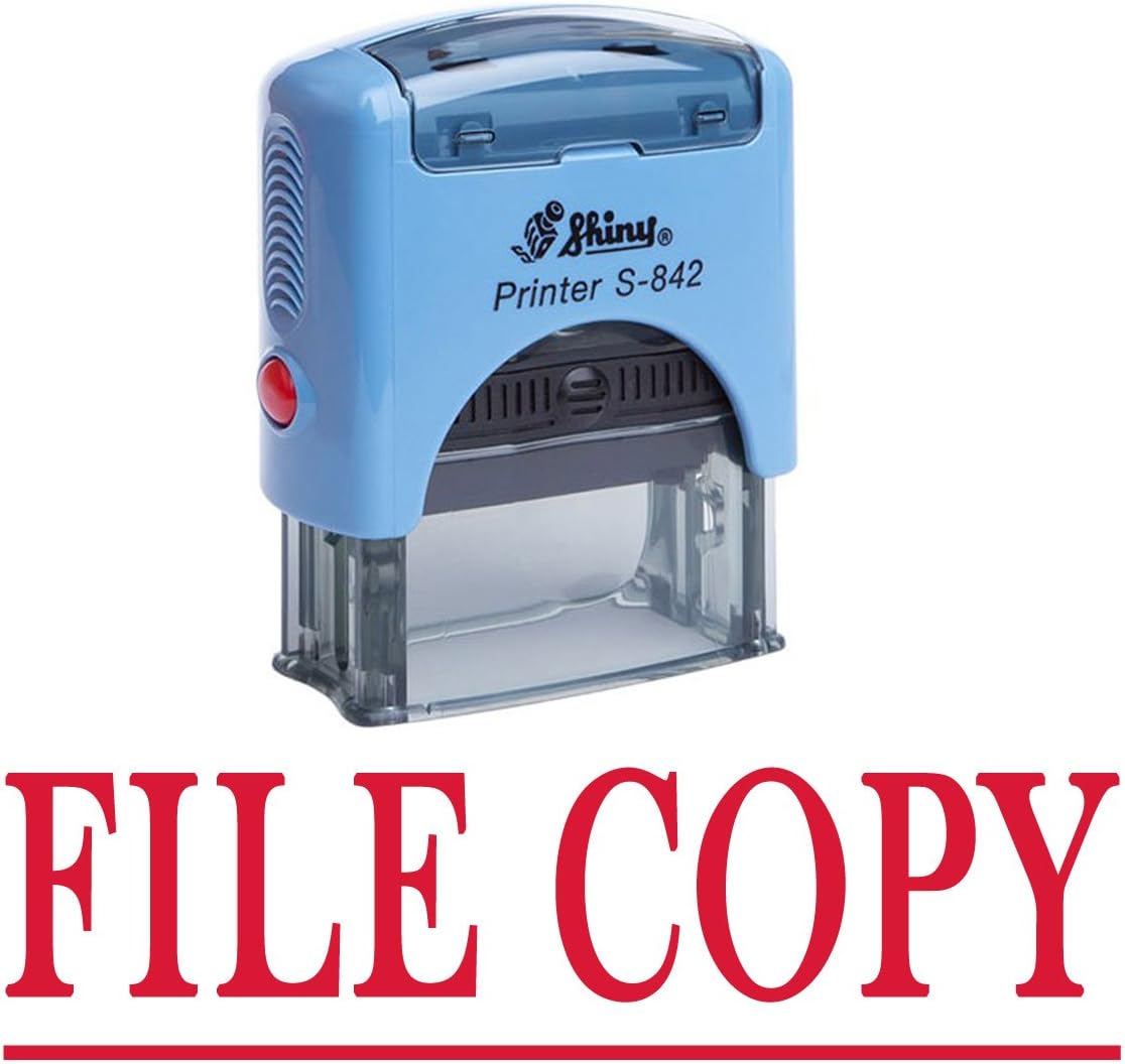 Printtoo File Copy Self Inking Rubber Stamp Office Stationary Custom Shiny Stamp, Red Ink, 14 mm x 38 mm