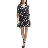 Calvin Klein Womens Floral Print Shift Dress Black 2
