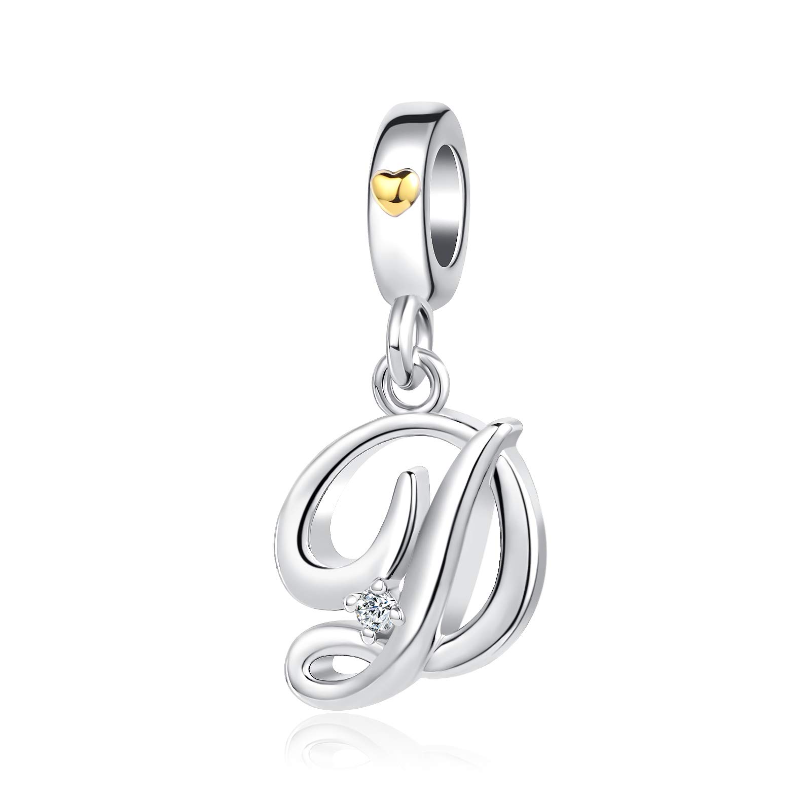 D Initial Letter Name Charms fit Pandora Charms Bracelets Gold Heart Birthday Jewellery Gift for Women Daughter Family