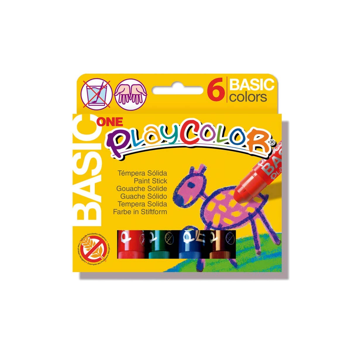 PlayColor, PC10711 Basic Solid Poster Paint One Set, Pack of 6, 15 x 2 x 14.5 cm