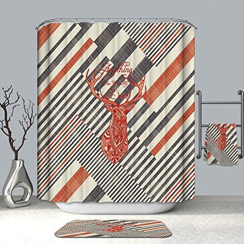 Cheerhunting Shower Curtain Set with Hooks for Bathroom, 72”W x 72”H Waterproof Fabric Bathroom Décor (Orange Deer)