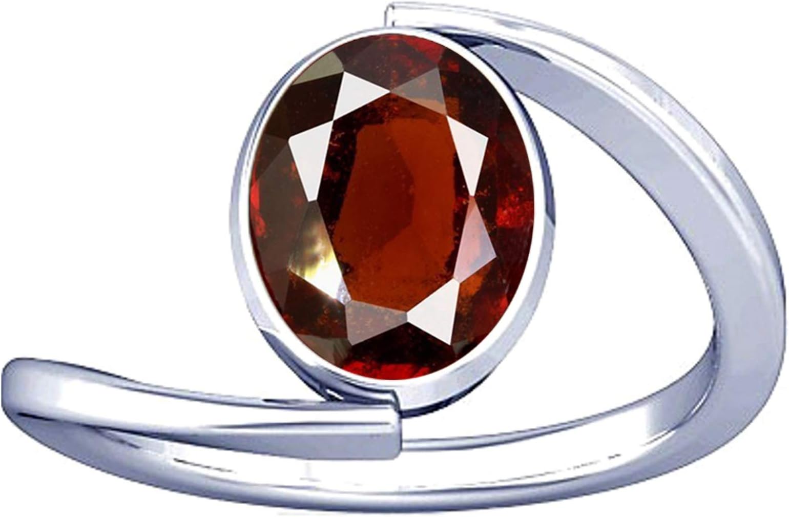 Divya Shakti 8.25-8.50 Carat Hessonite Gomed Gemstone Silver Ring for Women