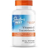 Doctor's Best Vitamin E Tocotrienols Complex Supplement, 60 Softgels | for Men &amp; Women, Antioxidant Support for Brain Health, Full Spectrum Tocopherols 20 IU &amp; Tocotrienols 50 mg