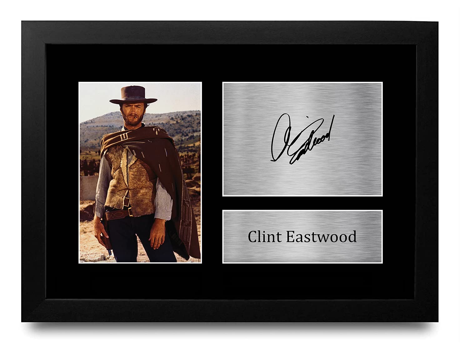 HWC Trading FRAMED Clint Eastwood Gift Signed A4 Printed Autograph The Good, The Bad & The Ugly Gifts Print Photo Picture Display