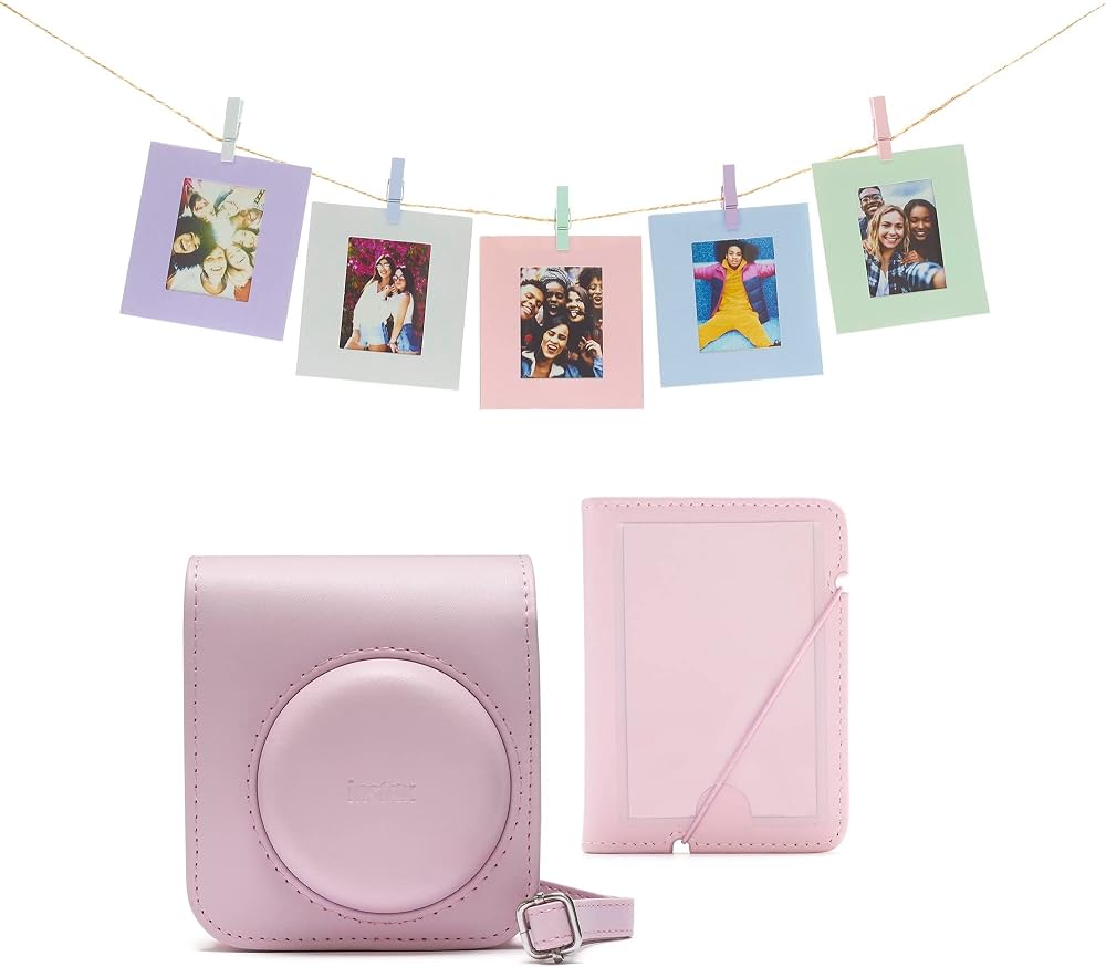 INSTAX Mini 12 Accessory Kit Blossom Pink Camera Case Photo Album Cards Pegs