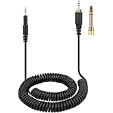weishan ATH-M50x Cable Coiled Aux Cord Replacement for Audio Technica M40x M70x Wired Headphones, 2.5mm to 3.5mm(1/8") Extension Wire with 6.35mm(1/4") Adapter, 14ft