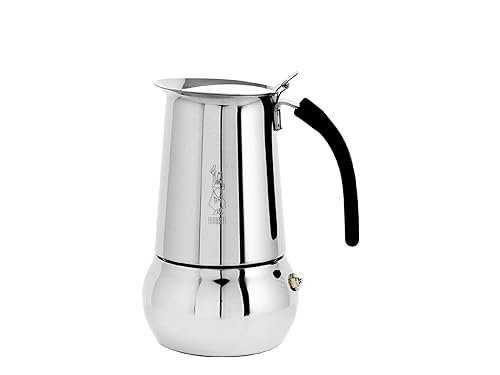 Bialetti Kitty Espresso Coffee Maker, Stainless Steel, cup in