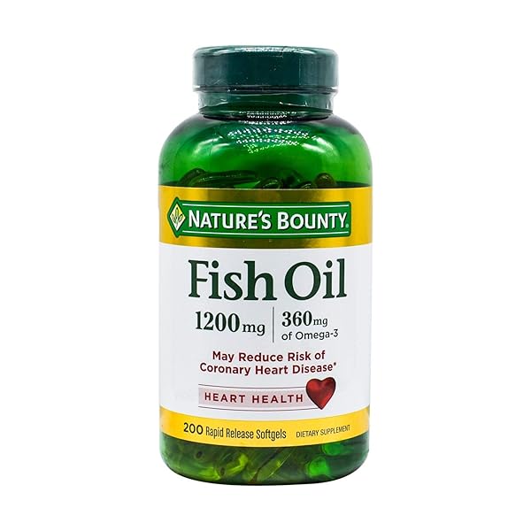 NATURE’S BOUNTY FISH OIL, SUPPORTS HEART HEALTH, 1200 MG, RAPID RELEASE SOFTGELS, 200 CT