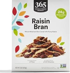 365 by Whole Foods Market, Raisin Bran Cereal, Vegan, Low-Fat, 15 Ounce