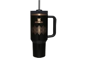 Stanley Quencher H2.0 FlowState Stainless Steel Vacuum Insulated Tumbler with Lid and Straw for Water, Iced Tea or Coffee, Smoothie and More, Black Gloss Deco, 40oz