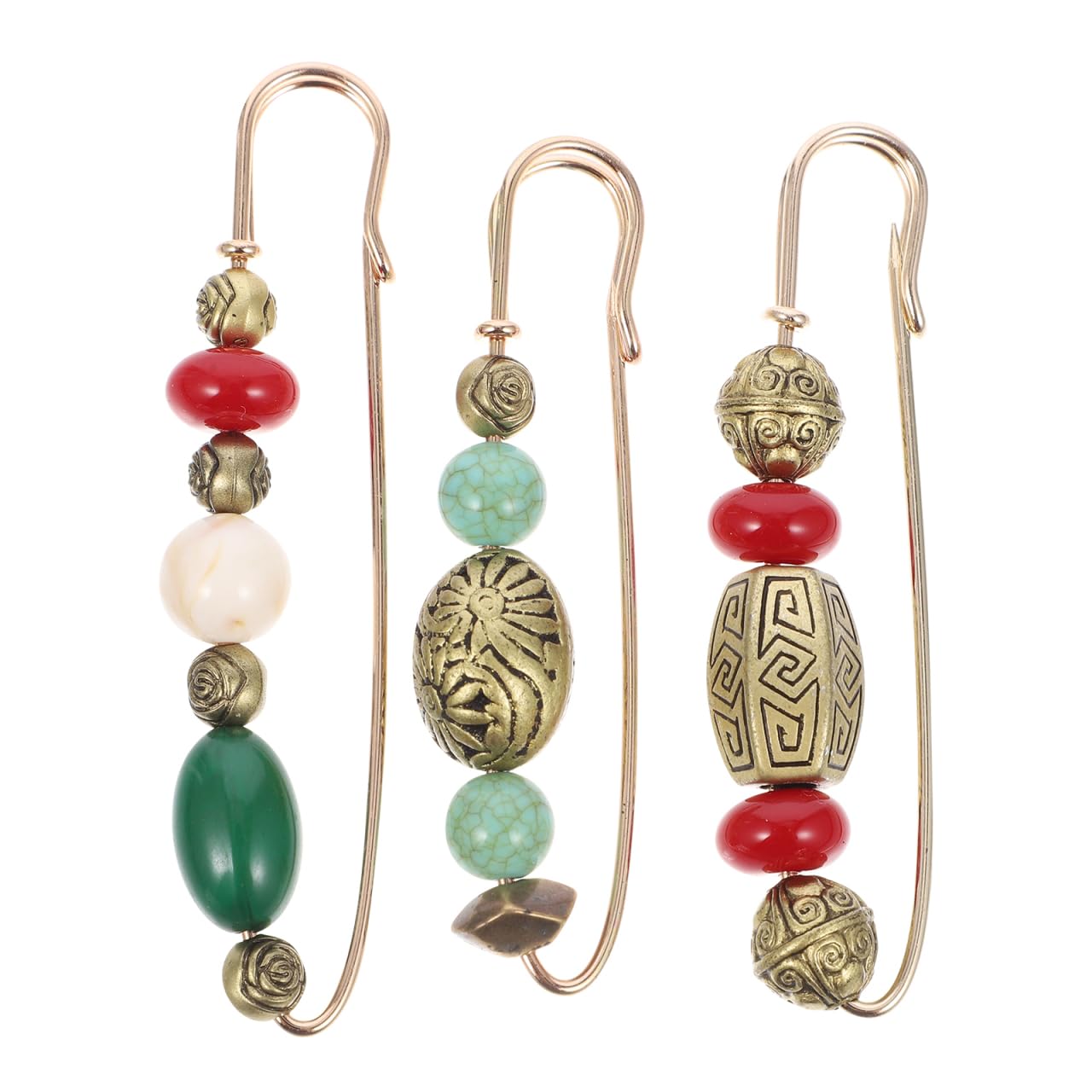 PRETYZOOM Vintage Brooches Safety Pins Decorative Collar Safety Pin Large Lapel Pins Beads Brooch Cardigan Pullover Chest Clothing Decor for Women Wedding