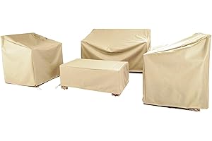 Baner Garden Patio Furniture Covers,Outdoor Furniture Cover Waterproof,Patio Furniture Set Covers for 4 Piece Outdoor Conversation Set,Patio Covers Set Beige