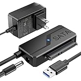 CLAVOOP SATA to USB Adapter with Power, USB 3.0 to SATA External Hard Drive Cable for 2.5" 3.5 inch SSD/HDD Up to 20TB Conver