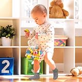 N/Q Toddler Non Slip Socks 12 Pairs Anti Skid Grip Crew 1-10 Years Black view 3