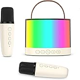 Ankilo Mini Karaoke Machine for Kids, Portable Bluetooth Speaker with 2 Wireless Microphones and LED Color Lights, Karaoke Machine for Girls Boys Family Home Party Birthday