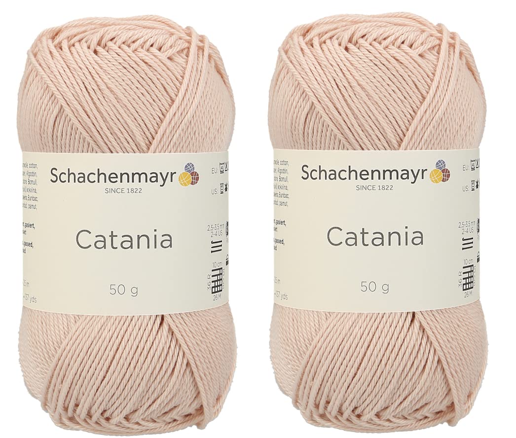 Photo 1 of [ Set of 2 Skeins ] SMC Catania Originals 100% Mercerized Cotton Yarn, Total 3.52 Oz. Each 1.76 Oz (50g) / 136 Yrds (125 m) Amigurumi Yarn Fine-Sport 2 (263 Soft Apricot)