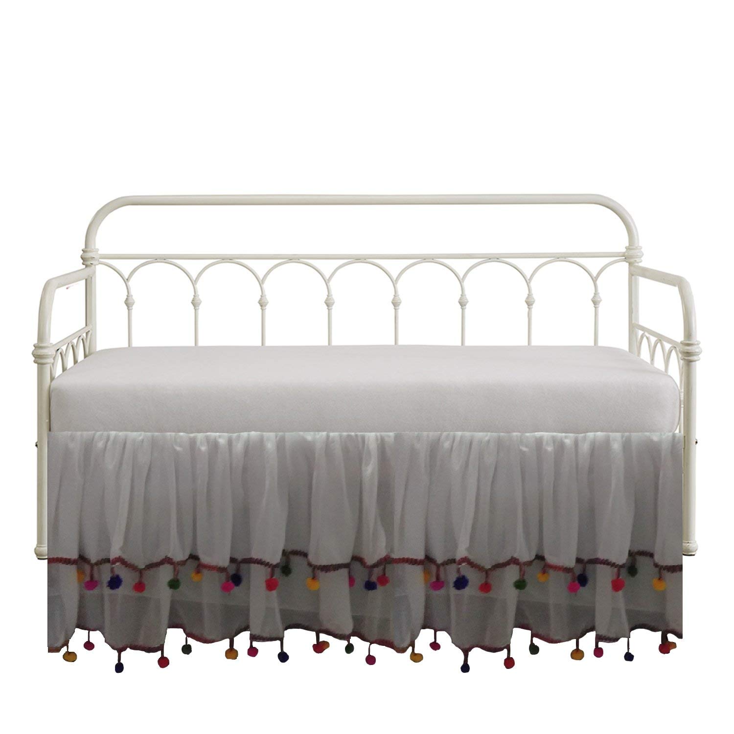Any Color Ruffled Pompom edge DayBed Skirt Any Size Any