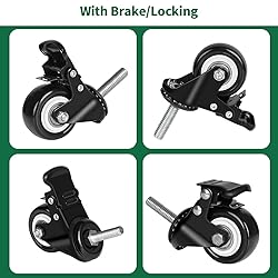 8T8 2 Inch Caster Wheels with Brake, PU Casters Set