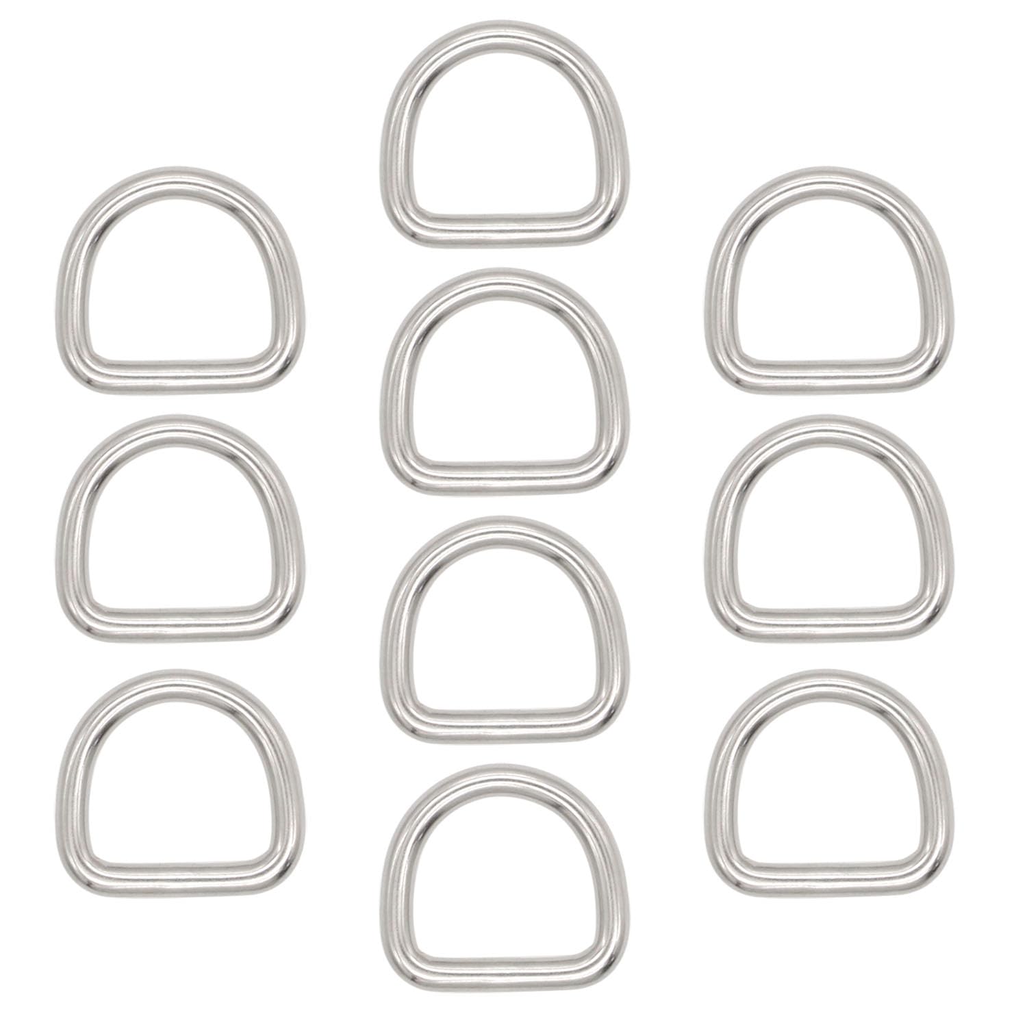 Photo 1 of 10 Pcs 304 Stainless Steel Heavy Duty Welded D Ring Solid Metal D Rings for Camping Belt, Dog Leashes Hardware (4mm×30mm×22mm)