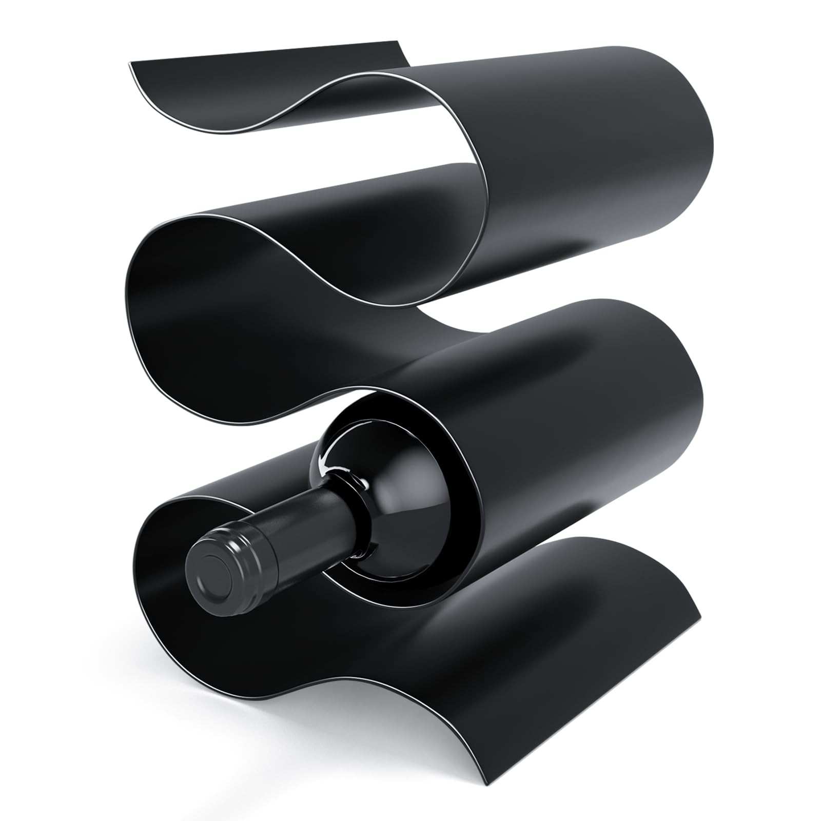 Photo 1 of Anterrific Black Wine Rack Countertop, Modern Metal Wine Rack for Inside Cabinet, Minimalist Small Wine Holder Tabletop, 5 Bottle Wine Display Stand for Wine Storage Organizer Home Kitchen Bar (Black)