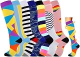 Losvcbcx Compression Socks 15-20mmHg For Men Women 2/4/6/7 Pairs
