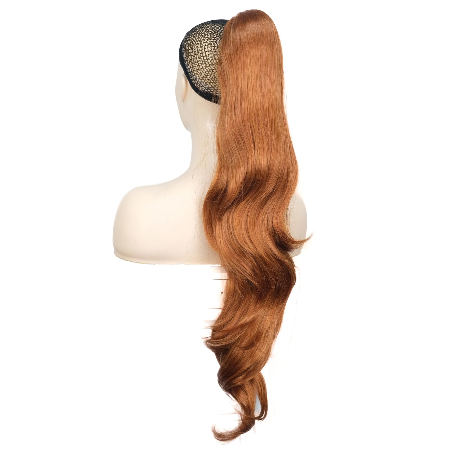 Lydell 24" Long Straight Wavy Ponytail Hairpiece Styled Clip In Claw Synthetic Hair Extension with a jaw/claw clip 130A Fox Red