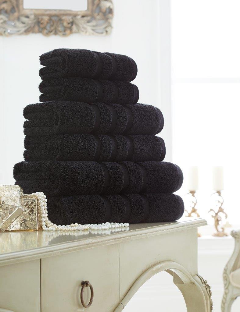 GC GAVENO CAVAILIA Gaveno Cavailia 100% Cotton Supreme Zero Twist 600 GSM Pack of 4-Black, Hand Towel x 4