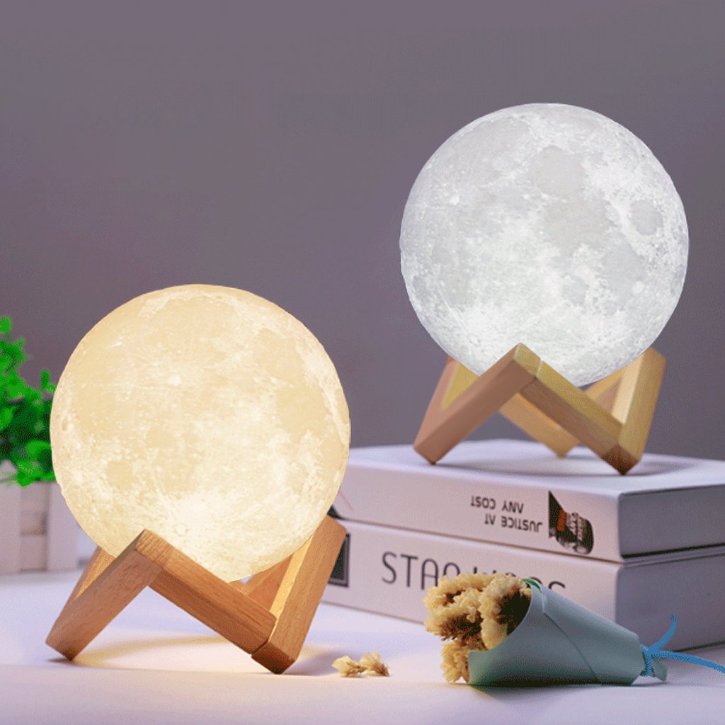 日本最級 Allrise 3dプリント月led夜ランプライト 調光機能付きタッチコントロールの明るさusb充電 充電式luna B076npy4td 7 1inch With木製スタンド ホームデコレーションライト Light Night ブラケットライト Koronavirus Frankbold Org