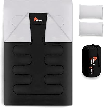 azark Premium Double Sleeping Bag 350GSM Waterproof 4 Seasons Black