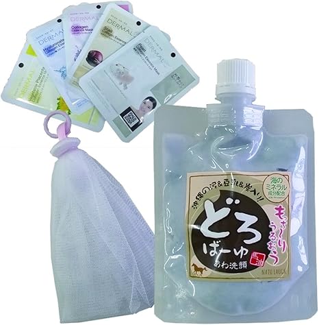 Amazon どろばーゆ 泡洗顔 どろ 豆乳 1g 海のミネラル成分配合 ダーマル エッセンス マスク 5枚入り 洗顔ネット付 どろあわわ Hommalab フェイスパック 通販