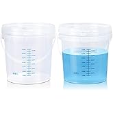 ASEVAT Clear Bucket Graduated Pail Container with Lid, Food Grade Buckets, Cleaning Containers Plastic Pails Extra Durable Handles with Grip for Easy Carrying (ClearRound, 0.3gal)