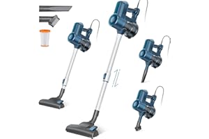 EICOBOT Corded Vacuum Cleaner, 450W Corded Stick Vacuum 18000Pa Powerful Corded Stick Vacuum, 6-in-1 Versatile Corded Vacuum Cleaner, Ideal for Hardwood Floor, Carpet Car Cleaning, Azure