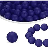 HARFINGTON 180Pcs Silicone Beads 9mm Round Rubber Focal Beads Bulk for Pens Keychain Bracelet Necklace DIY Crafts Making, Navy Blue