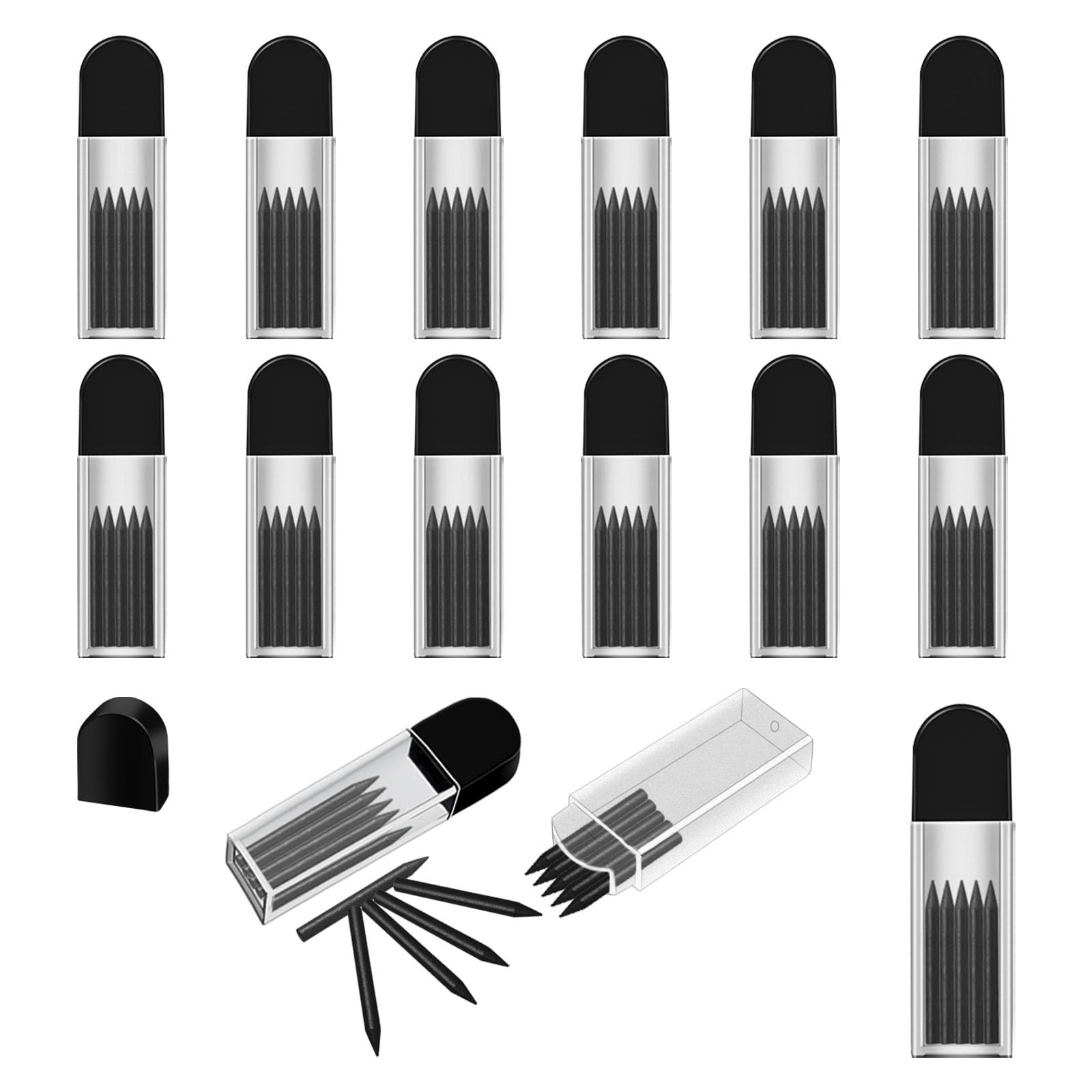 SyiXute 150 Pcs 2B Compass Lead Refills,Mechanical Pencil Lead Refills 2mm Diameter,Break Resistant Pencil Refills 2cm Length for Compasses,Math Drawing Sketch Architectural Markers