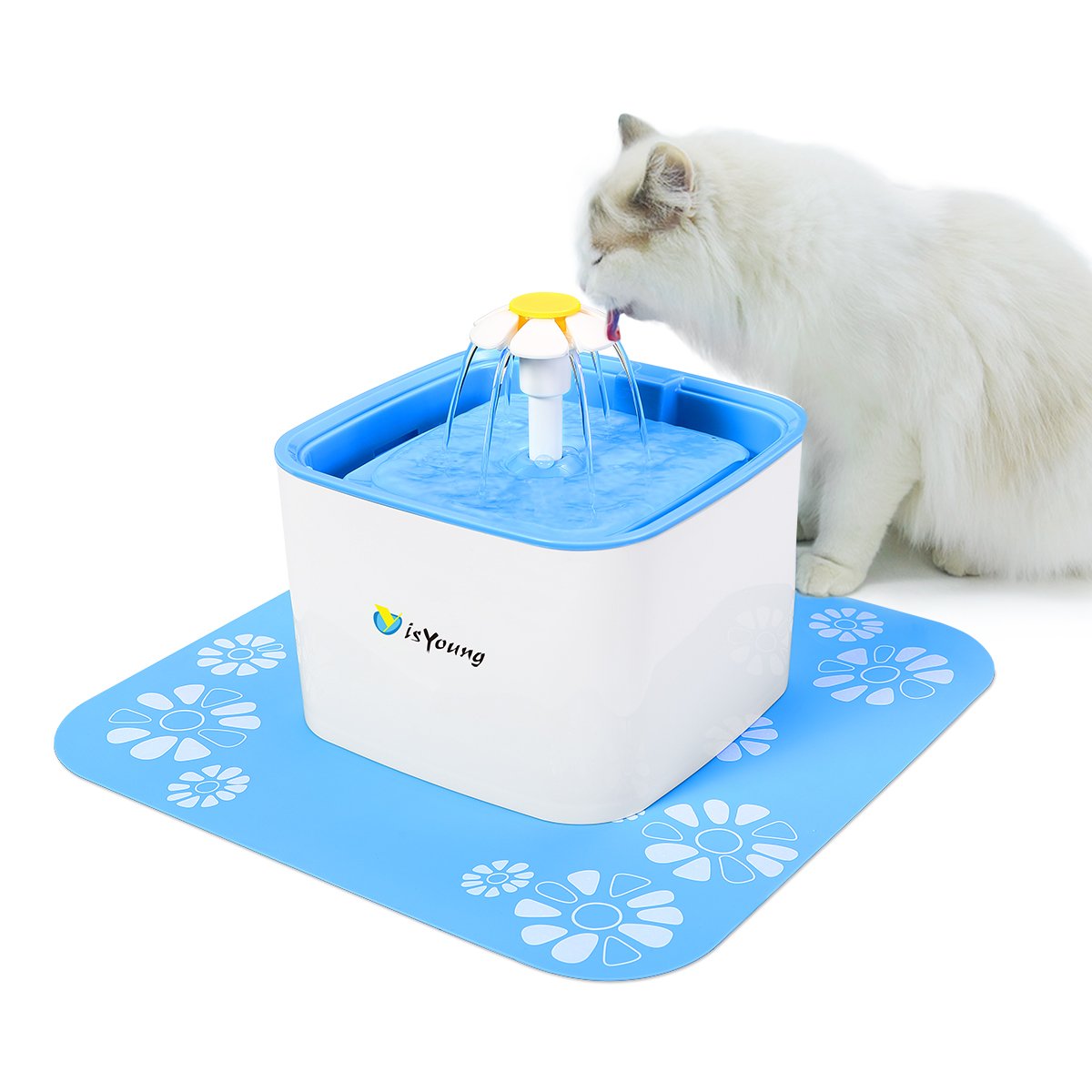 isYoung Pet Water Fountain, Upgraded 2.5L Cat/Dog Pet Drinking Fountain Automatic Pet Water Dispenser with 3 Different Water Flow Settings and Beautiful Flower Design, Super Quiet and Hygienic
