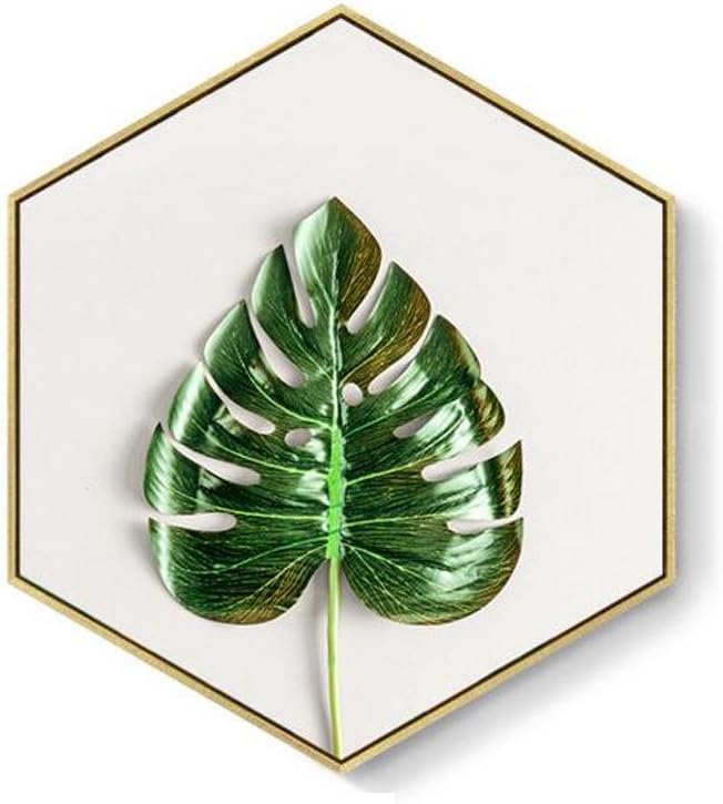 MINRAN DECOR Hexagon, Nordic, green plants Art Print Poster Canvas Painting Wall Pictures Home Decor - PS71222, 6, 35 * 40cm
