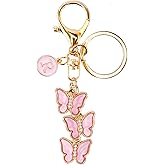 LUHOHI Bag Charms for Handbags- Cute Keychains for Women Car Keys Chain Accessories Beautiful Butterfly Letter Initial Charm